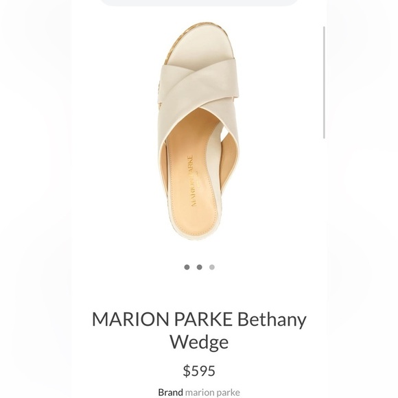 Marion Parke Bethany Wedge Bone Napa Leather New Excellent Italy $595. Size 7.5 - Picture 9 of 12